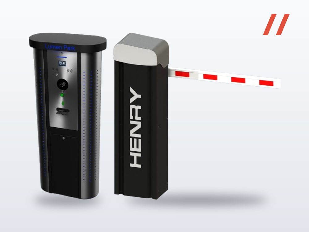 Cancela Henry Inca e totem de ticket Henry Lumen Park